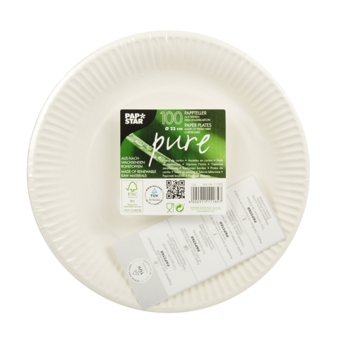 16800 Teller, Pappe "pure" rund Ø 23 cm weiss