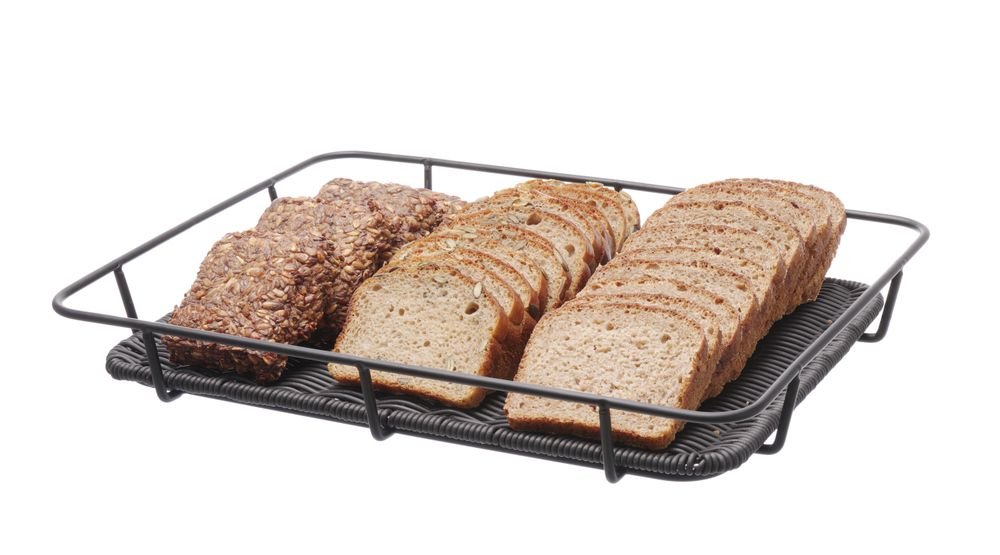Brotkorb mit Edelstahlrand, HENDI, Schwarz, 400x300x(H)50mm