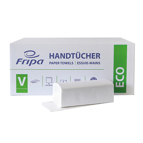 89600 Blatt Handtuchpapier V-Falz 23 cm x 25 cm weiss "Eco" 2-lagig (20x160)