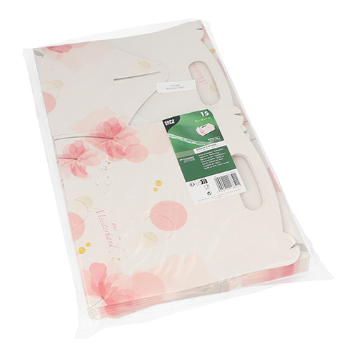 3000 Gebäck-Kartons, Pappe eckig 23 cm x 16 cm x 9 cm rosé mit Tragegriff