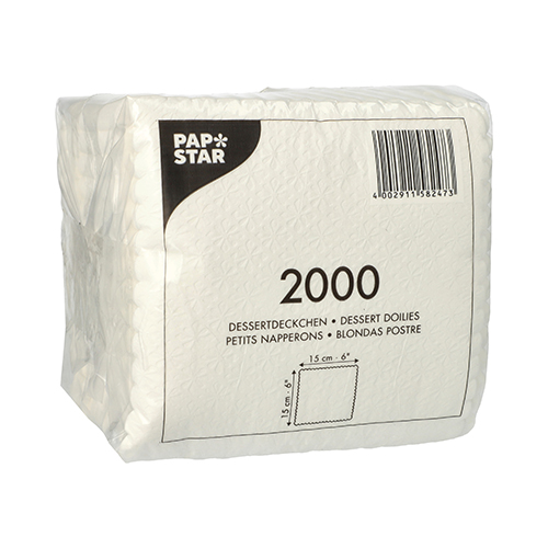 2000 Dessertdeckchen 15 cm x 15 cm weiss 420000 Dessertdeckchen 15 cm x 15 cm weiss