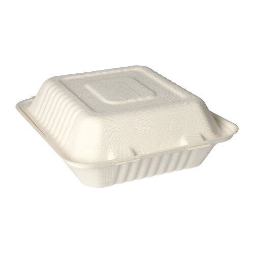 2500 Menüboxen, Zuckerrohr "pure" 3-geteilt 7,7 cm x 20 cm x 22 cm weiss