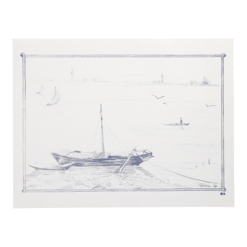 42000 Tischsets, Papier 30 cm x 40 cm weiss "Ruderboot"