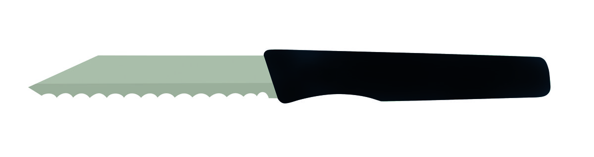 Brötchenmesser / Küchenmesser mit Wellenschliff, Schwarz Brötchenmesser / Küchenmesser mit Wellenschliff, Schwarz