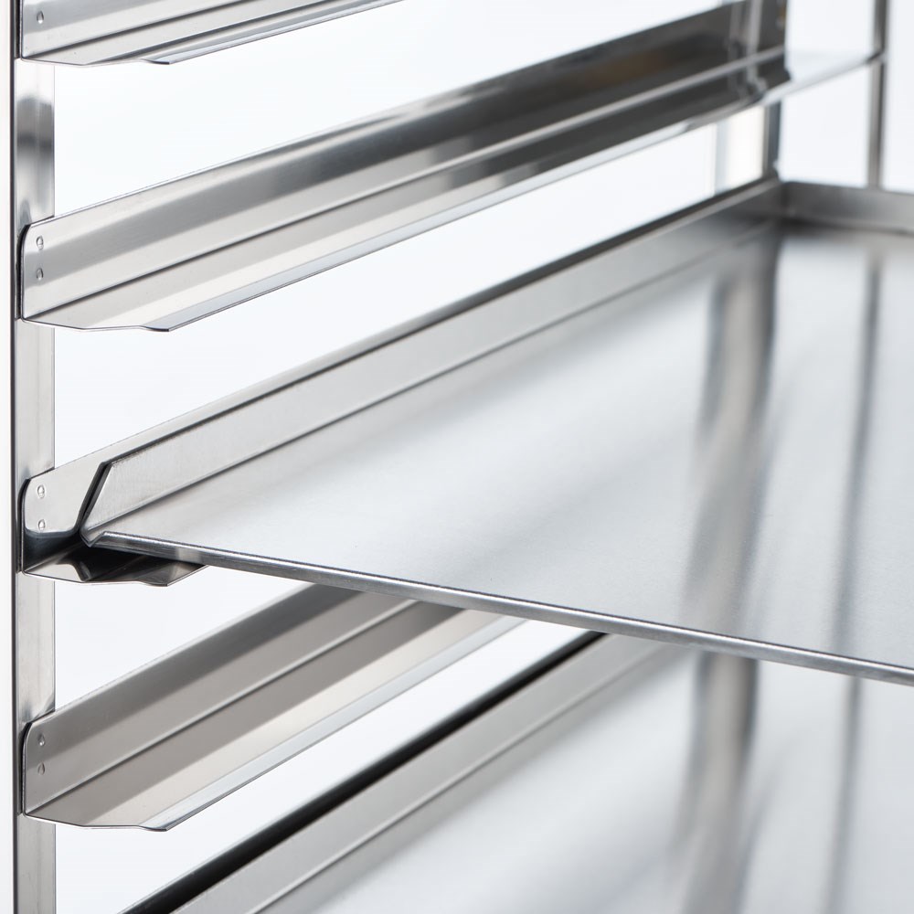 Tablettwagen aus Edelstahl, passend für 16 x Tablett 600 x 400 mm, 470 x 620 x 1735 mm (BxTxH)