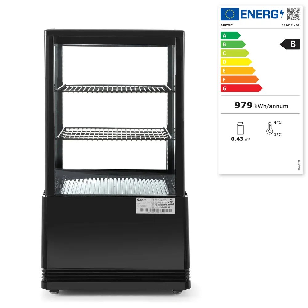Aufsatz-Kühlvitrine 58 Liter, Arktic, schwarz, 230V/170W, 452x406x(H)830mm Aufsatz-Kühlvitrine 58 Liter, Arktic, schwarz, 230V/170W, 452x406x(H)830mm