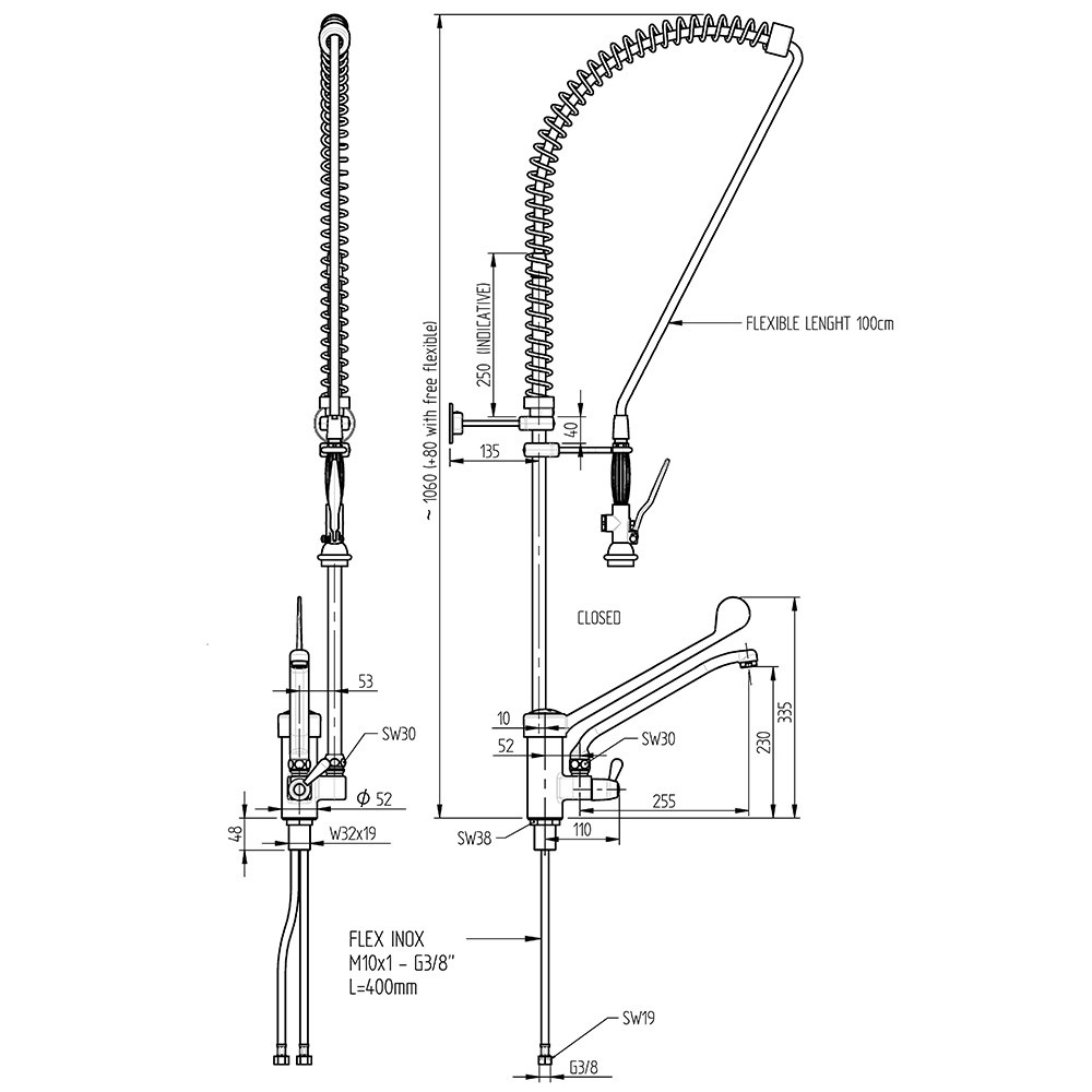 MONOLITH Geschirrbrause mit Mischbatterie, Einloch-Montage, mit Wasserhahn und Einhebelmischer MONOLITH Geschirrbrause mit Mischbatterie, Einloch-Montage, mit Wasserhahn und Einhebelmischer