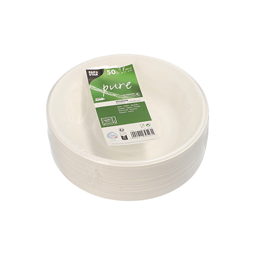 10000 Schalen, Zuckerrohr "pure" 680 ml Ø 19 cm · 4 cm weiss