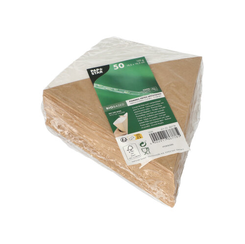 36000 Pommes-Frites-Spitztüten mit Dip-Ecke, Pappe "pure" 19,5 cm x 16,5 cm braun/weiss Füllinhalt 100 g
