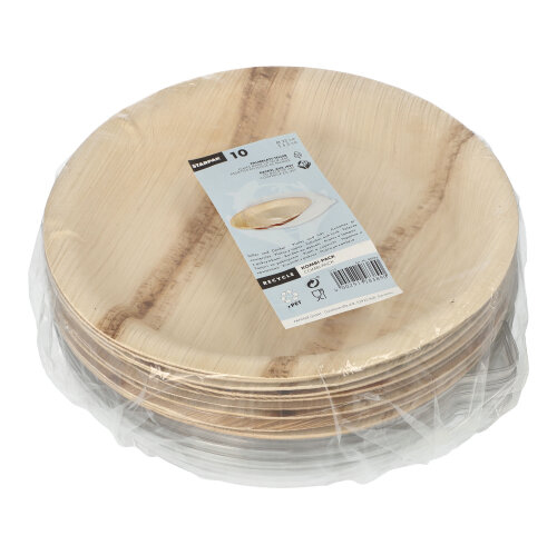 1200 Teller, Palmblatt rund 500 ml Ø 23 cm · 5,3 cm mit rPET Deckel "Kombipack"