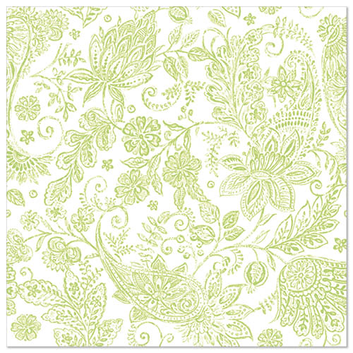 250 Servietten "ROYAL Collection" 1/4-Falz 40 cm x 40 cm limonengrün "Paisley"