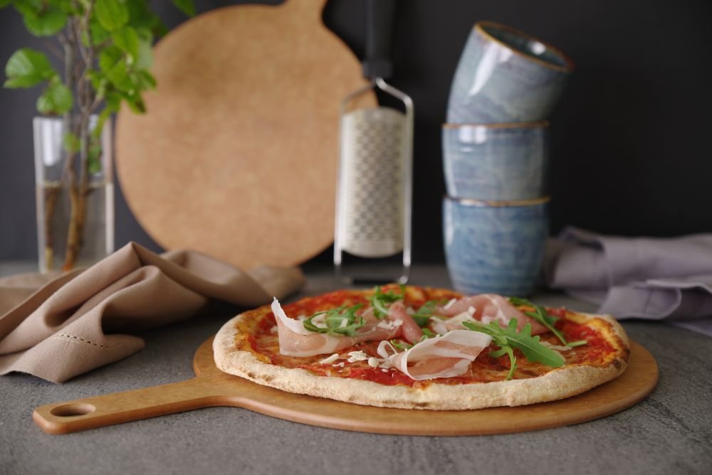 Pizzabrett mit Griff, HENDI, ⌀356x(H)6mm
