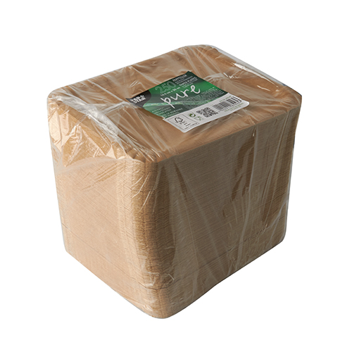 35000 Teller, Pappe "pure" eckig 16,5 cm x 20 cm braun