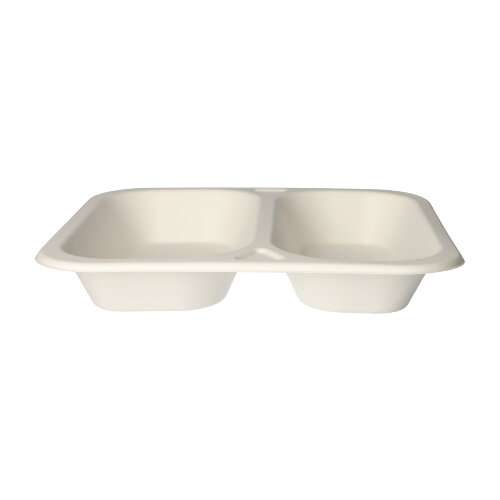 4200 Siegelschalen, Zuckerrohr 2-geteilt 1250 ml 4,2 cm x 24,5 cm x 26,5 cm weiss