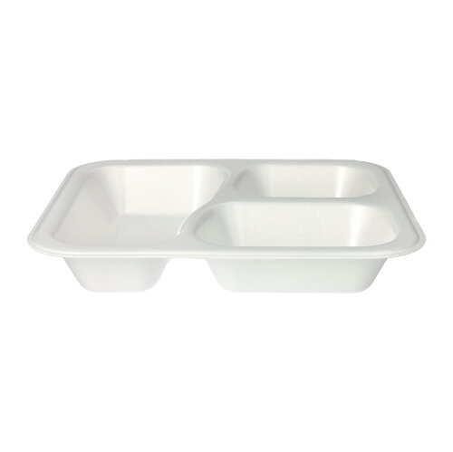 1800 Siegelschalen, XPS 3-geteilt 925 ml 4,2 cm x 21,2 cm x 25 cm weiss laminiert