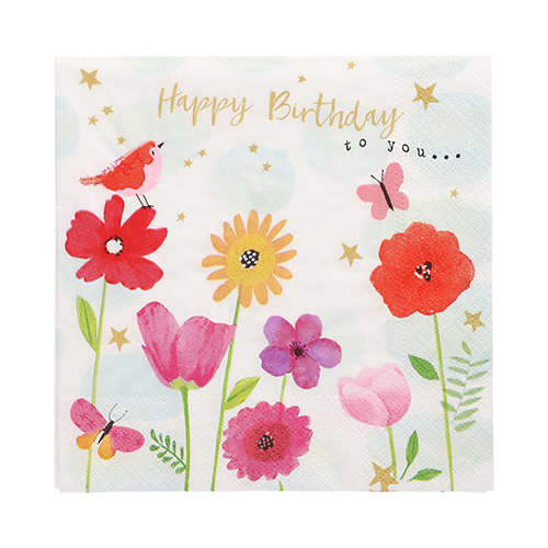 22800 Servietten, 3-lagig 1/4-Falz 33 cm x 33 cm "Birthday Flowers"