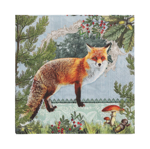 20 Servietten, 3-lagig 1/4-Falz 33 cm x 33 cm "Fox Portrait" 22800 Servietten, 3-lagig 1/4-Falz 33 cm x 33 cm "Fox Portrait"