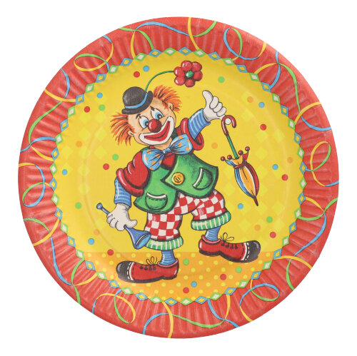 50 Teller, Pappe rund Ø 23 cm "Clown" 20000 Teller, Pappe rund Ø 23 cm "Clown"