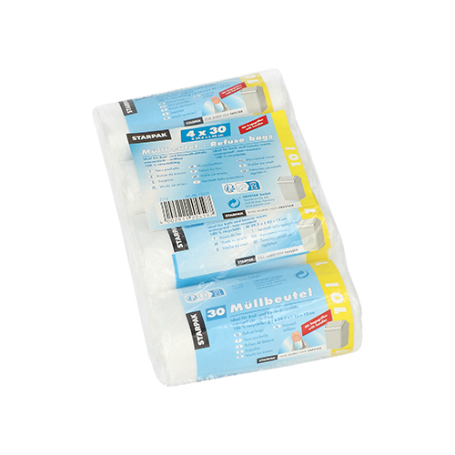 64800 Müllbeutel mit Tragegriffen, HDPE 10 l 42 cm x 39,5 cm transparent