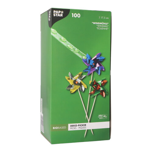 26400 Deko-Picker 17,5 cm farbig sortiert "Windmühle"