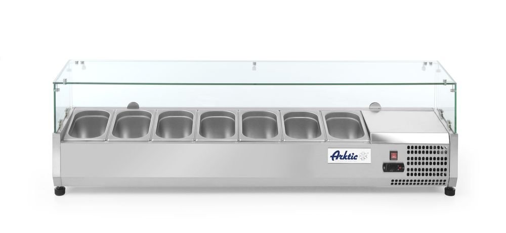 Aufsatz-Kühlvitrine Gastronorm 1/4, Arktic, 5x GN 1/4, 230V/180W, 1205x335x(H)460mm Aufsatz-Kühlvitrine Gastronorm 1/4, Arktic, 8x GN 1/4, 230V/180W, 1805x335x(H)460mm