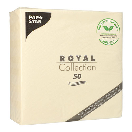 12500 Servietten "ROYAL Collection" 1/4-Falz 40 cm x 40 cm champagner in Papierverpackung
