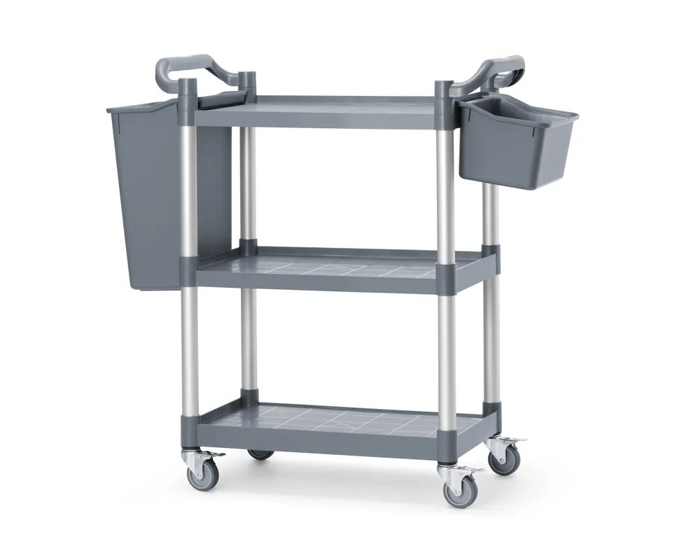 Servierwagen aus Polypropylen mit 3 Fächern, klein, AmerBox, 800x420x(H)945mm