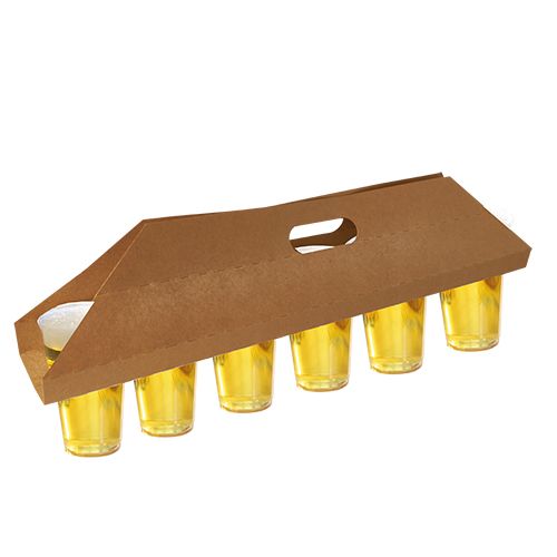 5400 Tragetabletts, Pappe "pure" 12 cm x 9,5 cm x 62 cm braun für 6 Trinkbecher