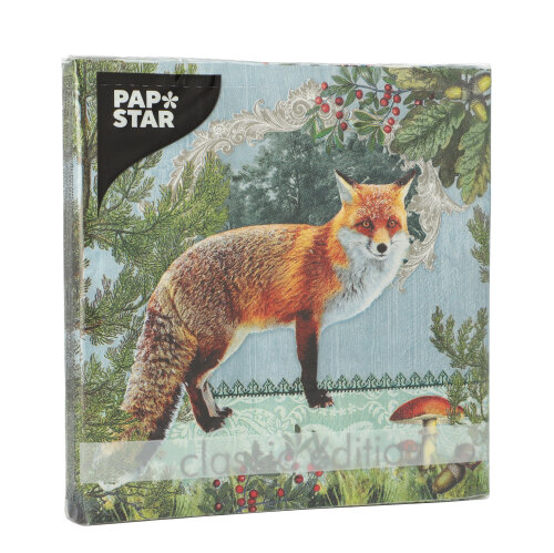22800 Servietten, 3-lagig 1/4-Falz 33 cm x 33 cm "Fox Portrait"