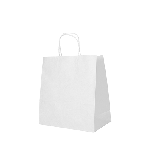 3600 Tragetaschen, Papier 27 cm x 32 cm x 21,5 cm weiss mit gedrehtem Tragegriff