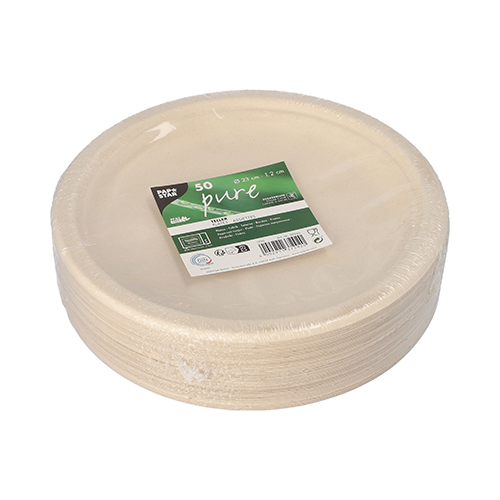 50 Teller, Zuckerrohr "pure" ungeteilt Ø 23 cm · 2 cm natur 10000 Teller, Zuckerrohr "pure" ungeteilt Ø 23 cm · 2 cm natur
