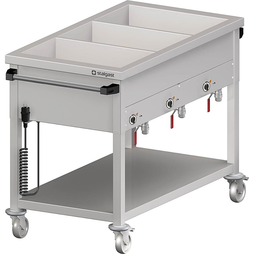 Bain-Marie Wagen mit separaten Becken, für 2x GN1/880x600x850 mm Bain-Marie Wagen mit separaten Becken, für 4x GN1/1530x600x850 mm