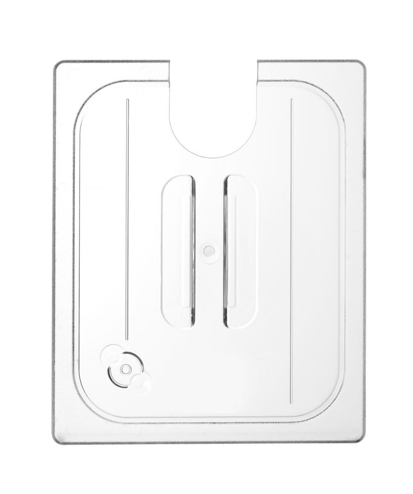 Gastronorm-Deckel mit Sous-Vide-Stick-Aussparung, HENDI, GN 1/2, Transparent, 265x325mm Gastronorm-Deckel mit Sous-Vide-Stick-Aussparung, HENDI, GN 1/2, Transparent, 265x325mm