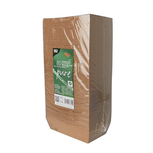 14400 Snacktrays, Pappe "pure" 3,5 cm x 7 cm x 12 cm braun "100% Fair" mittel
