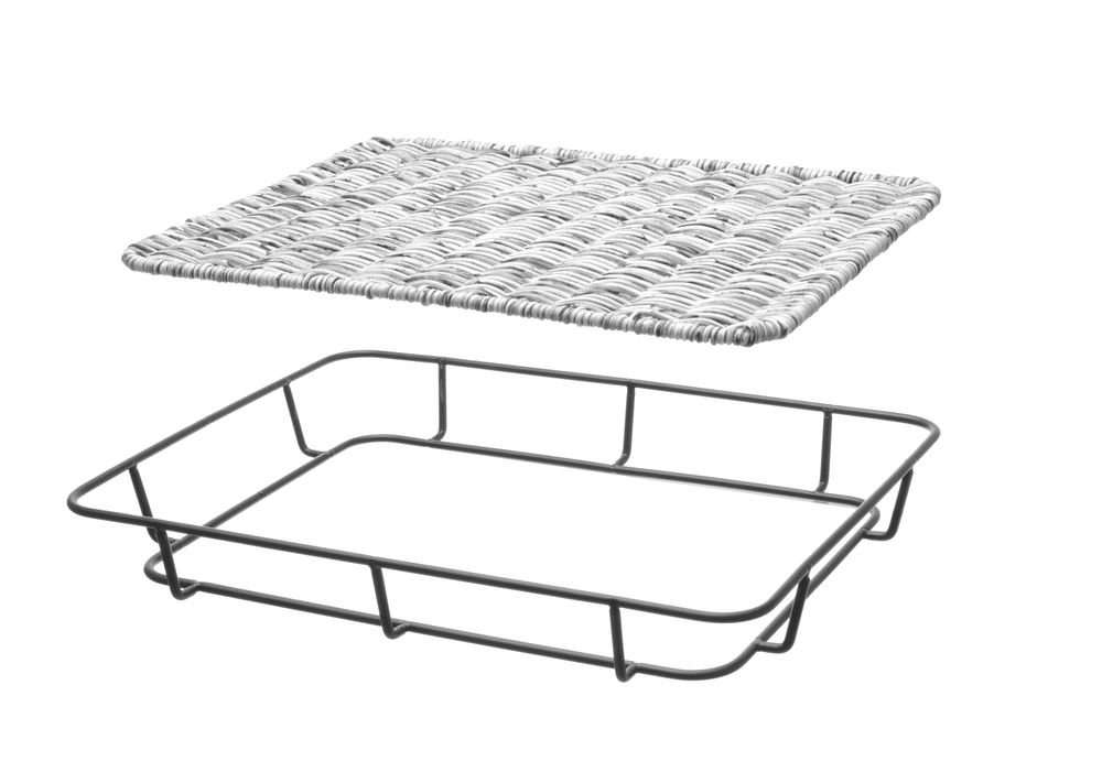 Brotkorb mit Edelstahlrand, HENDI, Schwarz, 400x300x(H)50mm