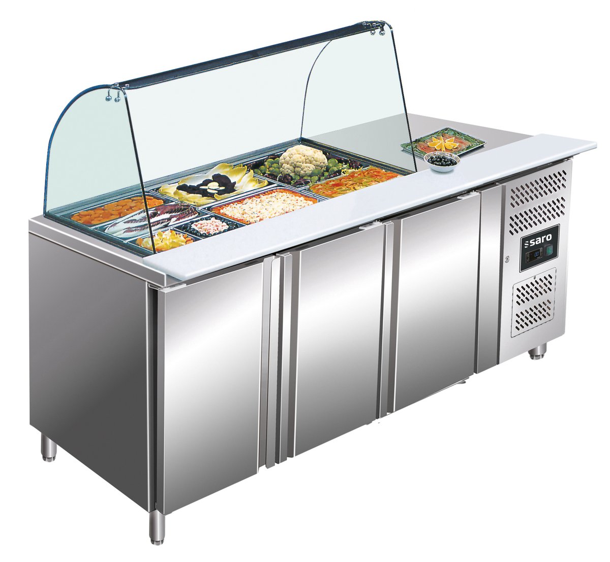 Saladette,3Türen,mitGlasaufsatz,ModellGN3100TNS