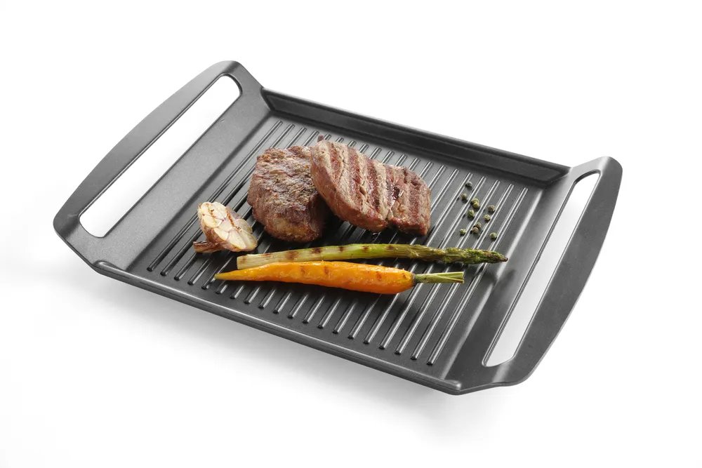 Grillplatte für Induktionskocher, 390x260x(H)35mm Grillplatte für Induktionskocher, 390x260x(H)35mm