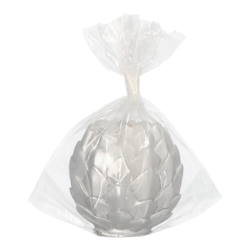 504 Kugelkerze Ø 10 cm silber "Pine Cone"