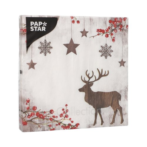 20 Servietten, 3-lagig 1/4-Falz 33 cm x 33 cm "X-Mas Deer" 21600 Servietten, 3-lagig 1/4-Falz 33 cm x 33 cm "X-Mas Deer"