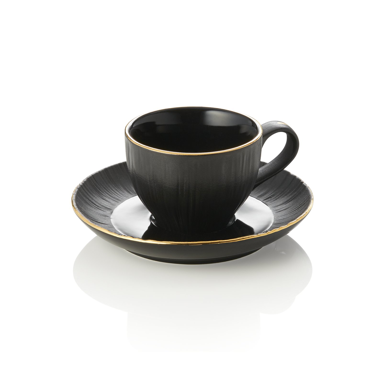Espressotasse mit Untertasse Set MAYA KURO, 80 ml, schwarz