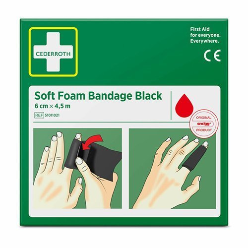 1 "Cederroth" Soft Foam Bandage 4,5 m x 6 cm schwarz , Refill 800 "Cederroth" Soft Foam Bandage 4,5 m x 6 cm schwarz , Refill