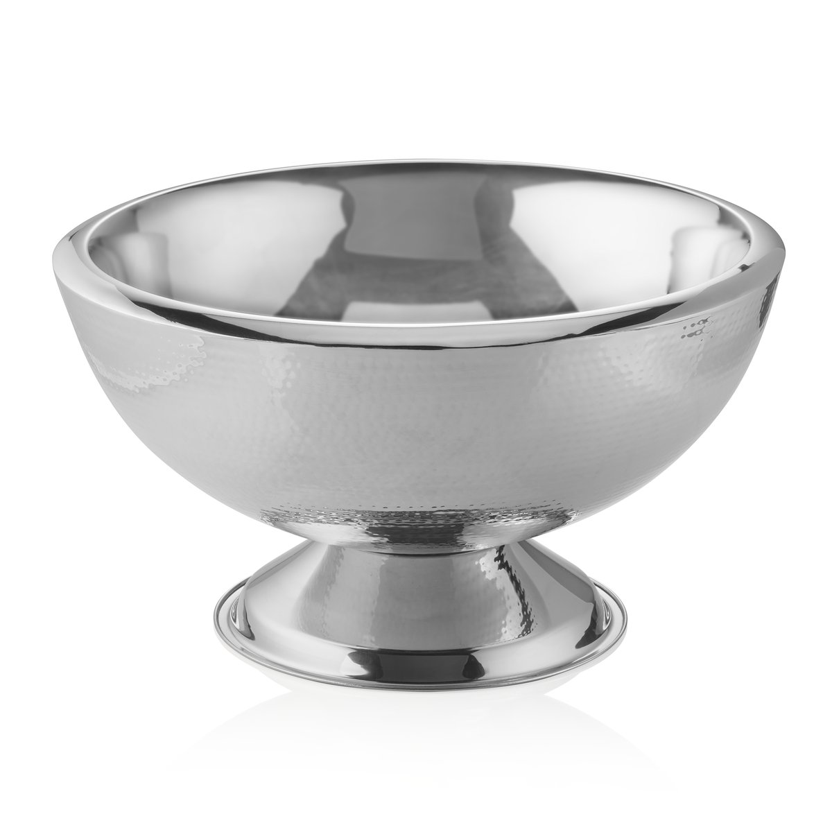 Champagnerkühler, Ø 43 cm, Höhe 24 cm, 15 ltr., gehämmerte Oberfläche, poliert, Chromnickelstahl