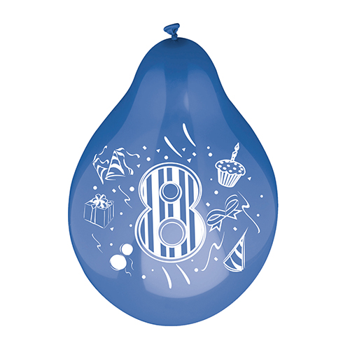 6 Zahlenluftballons Ø 25 cm farbig sortiert "8" 20160 Zahlenluftballons Ø 25 cm farbig sortiert "8"