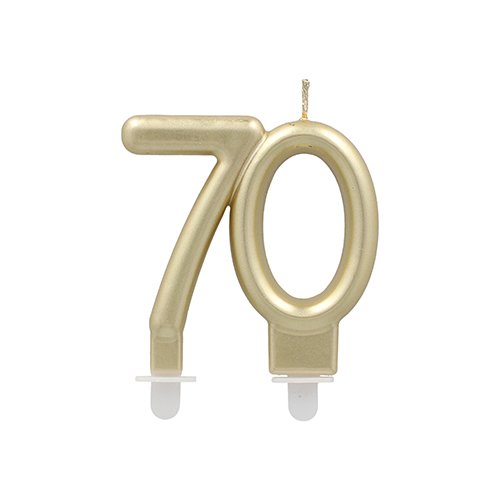 2880 Jubiläumskerzen mit Halter 7 cm gold "70"