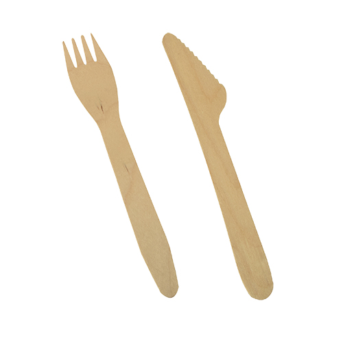 115500 Bestecke, Holz "pure" 16,5 cm (Messer, Gabel)