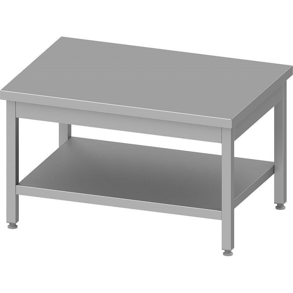 Edelstahl Arbeitstisch ECO niedrig, mit Grundboden 2000x700x600 mm, ohne Aufkantung, Selbstmontage