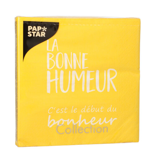 20 Servietten, 3-lagig 1/4-Falz 33 cm x 33 cm gelb "La Bonne Humeur" 23040 Servietten, 3-lagig 1/4-Falz 33 cm x 33 cm gelb "La Bonne Humeur"