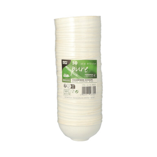 30000 Fingerfood - Schalen, Zuckerrohr "pure" rund 65 ml Ø 7,2 cm · 3 cm weiss