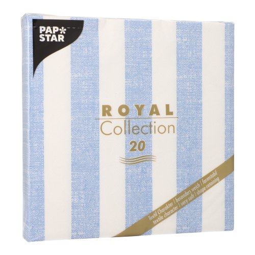 12000 Servietten "ROYAL Collection" 1/4-Falz 40 cm x 40 cm blau "Lines"