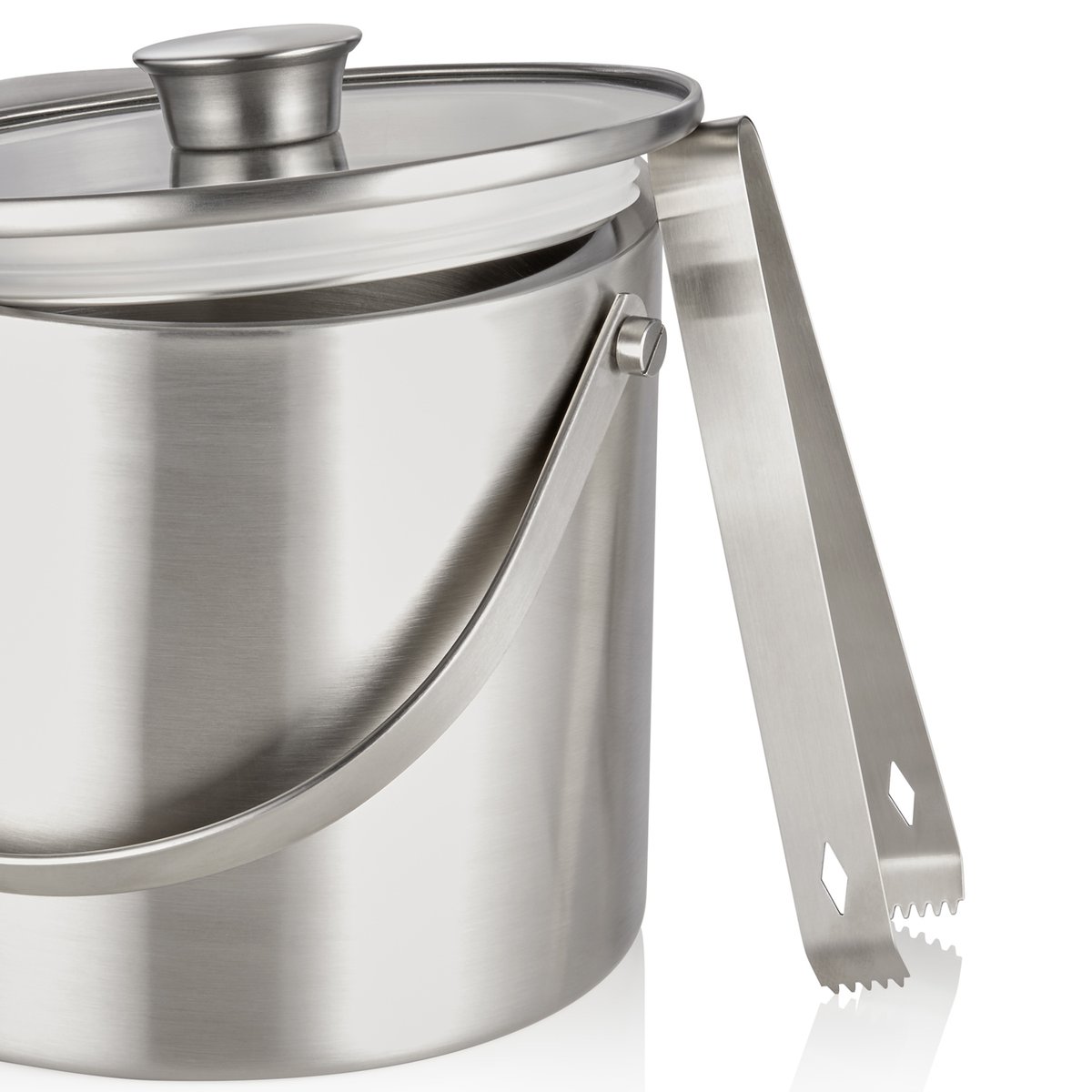 Eiseimer, mit Zange, Ø 18,5 cm, Höhe 20,5 cm, 3 ltr., mit Glasdeckel, Glas Eiseimer, mit Zange, Ø 18,5 cm, Höhe 20,5 cm, 3 ltr., mit Glasdeckel, Glas